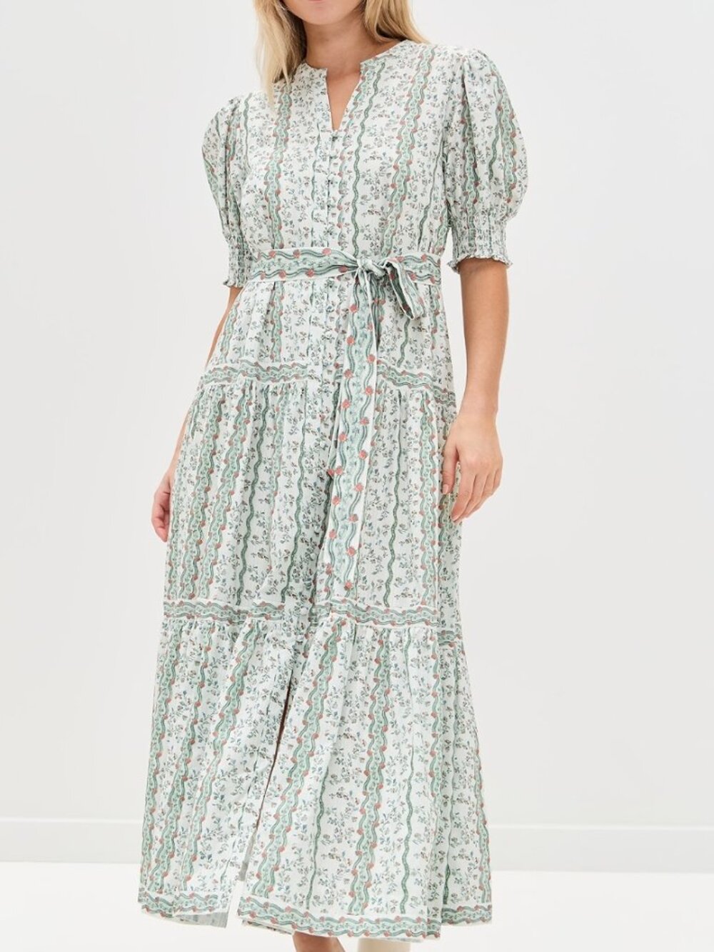 Hill House Home | Short Sleeve Yara Dress | Provence Floral/Green Multi | S
